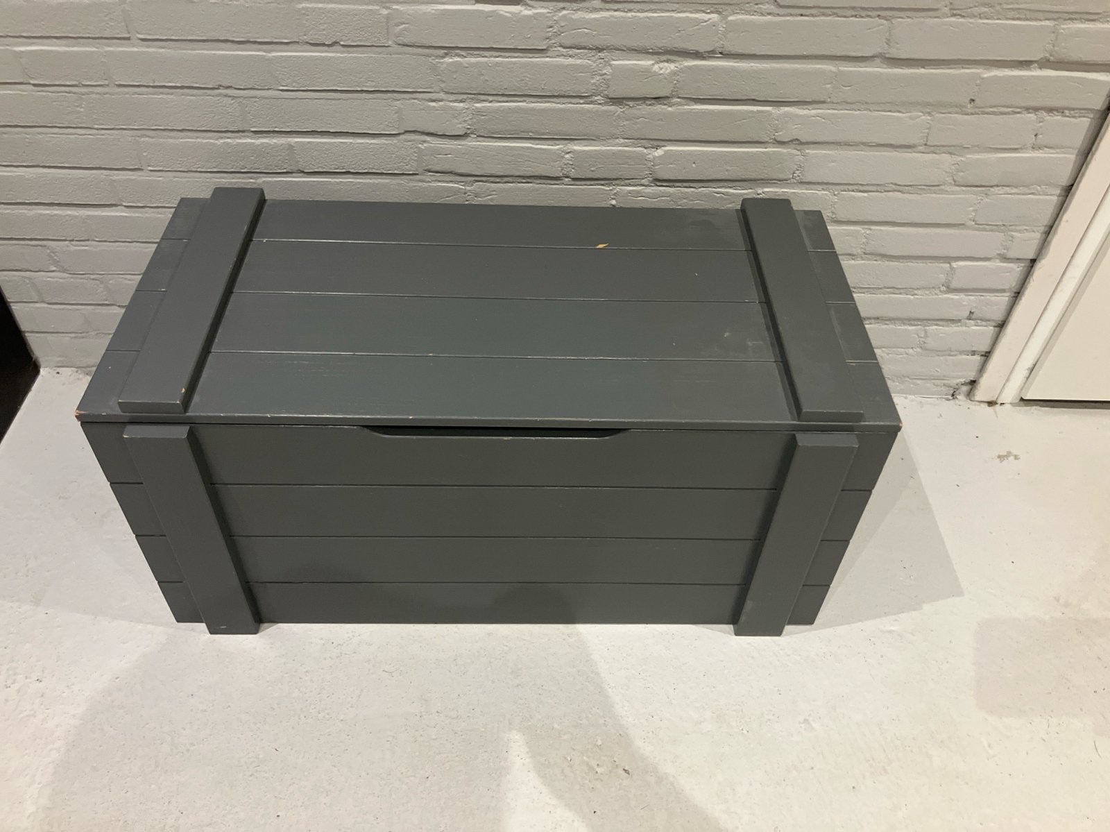 Woood grijze houten kist met deksel - Opbergkist, Ophalen, Minder dan 50 cm, Gebruikt, 50 tot 100 cm