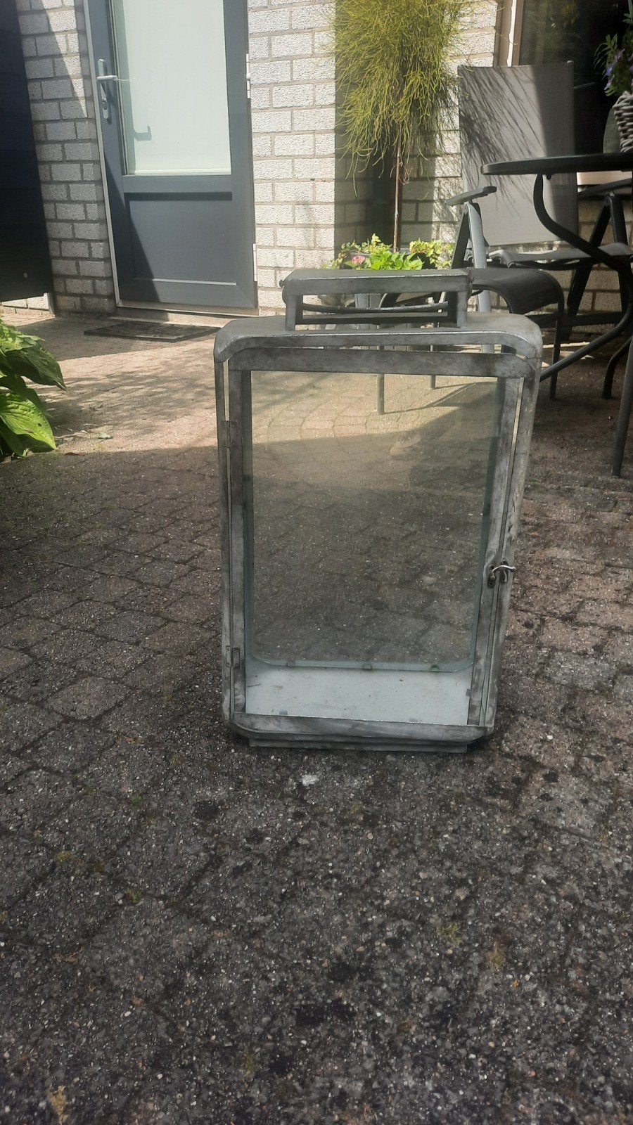 Decoratieve lantaarn van metaal en glas, Ophalen, Gebruikt