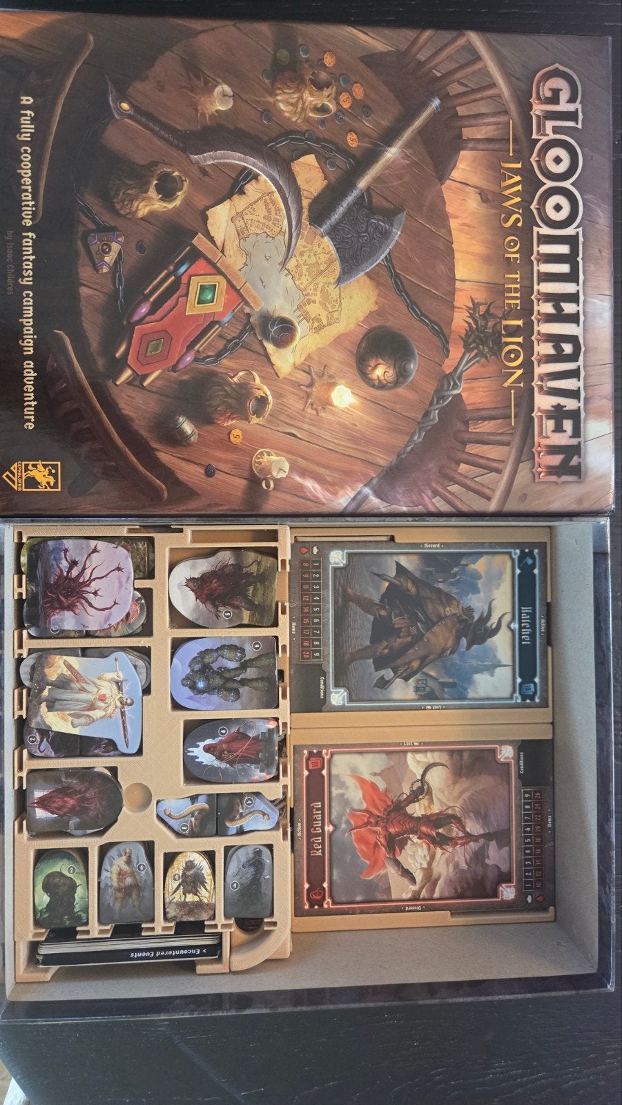 Gloomhaven Jaws of the Lion met custom 3D inserts, Een of twee spelers, Ophalen of Verzenden, Zo goed als nieuw
