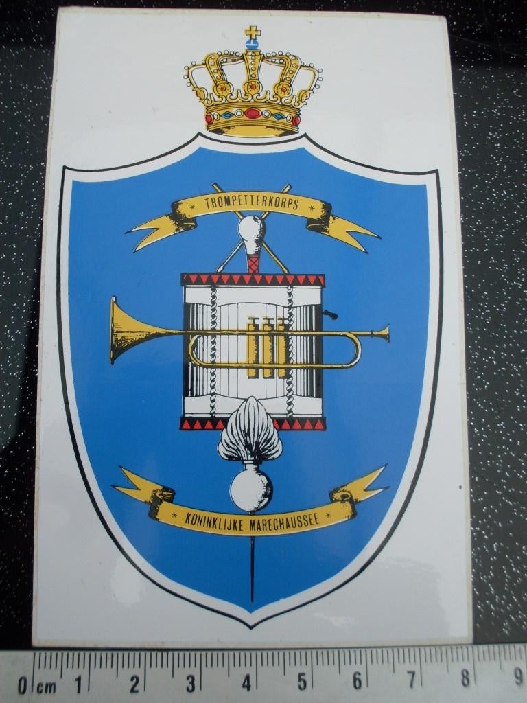 sticker trompetterkorps koninklijke marechaussee logo, Verzenden, Zo goed als nieuw, Bedrijf of Vereniging