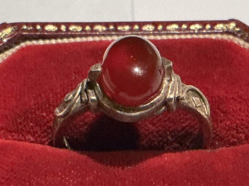 PRACHTIGE MASSIEVE BEWERKT ZILVER RING MET AGAAT EDELSTEEN, Verzenden, Zilver, Ring, Met edelsteen