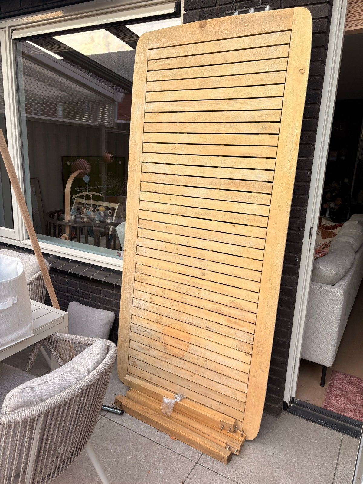Acacia houten eettafel Tuintafel Durance 76x215x100 cm, Ophalen, Gebruikt, Rechthoekig, Hout