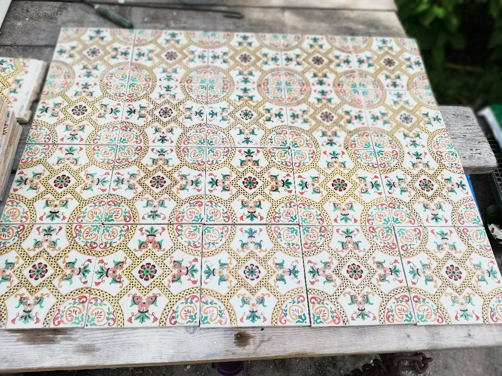 Kleurrijke antieke wandtegels (Onda begin 1900) 20x20cm, Ophalen