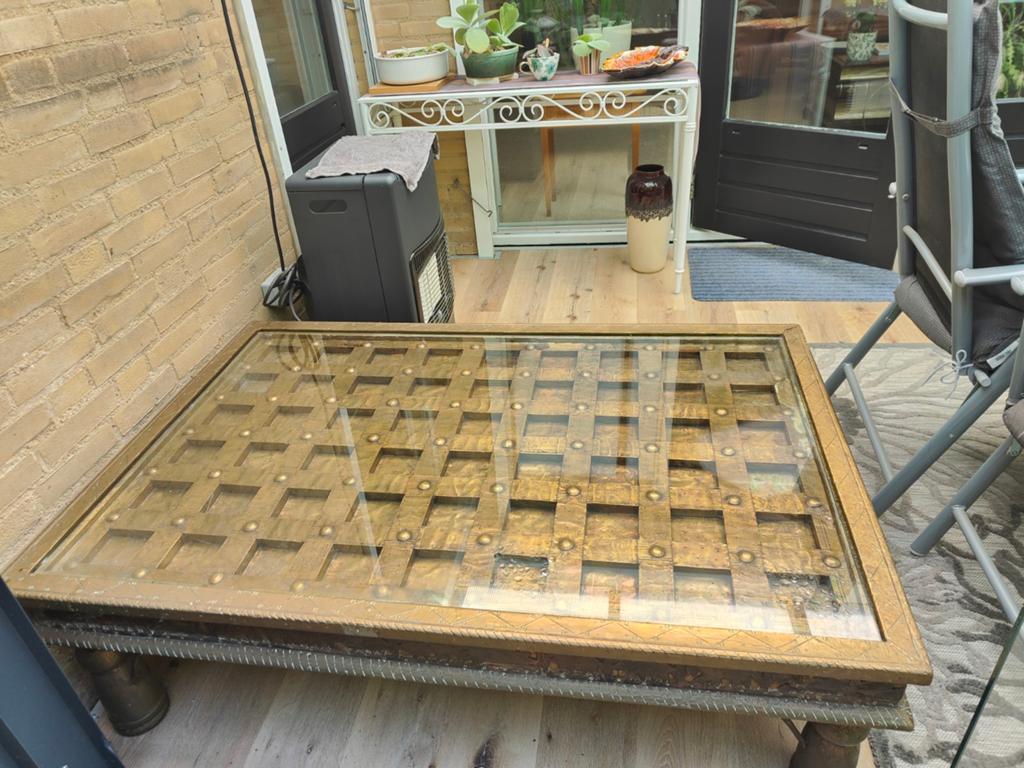 Salontafel messing met vakverdeling, Huis en Inrichting, Tafels | Salontafels, Ophalen, 100 tot 150 cm, 50 tot 100 cm, Minder dan 50 cm