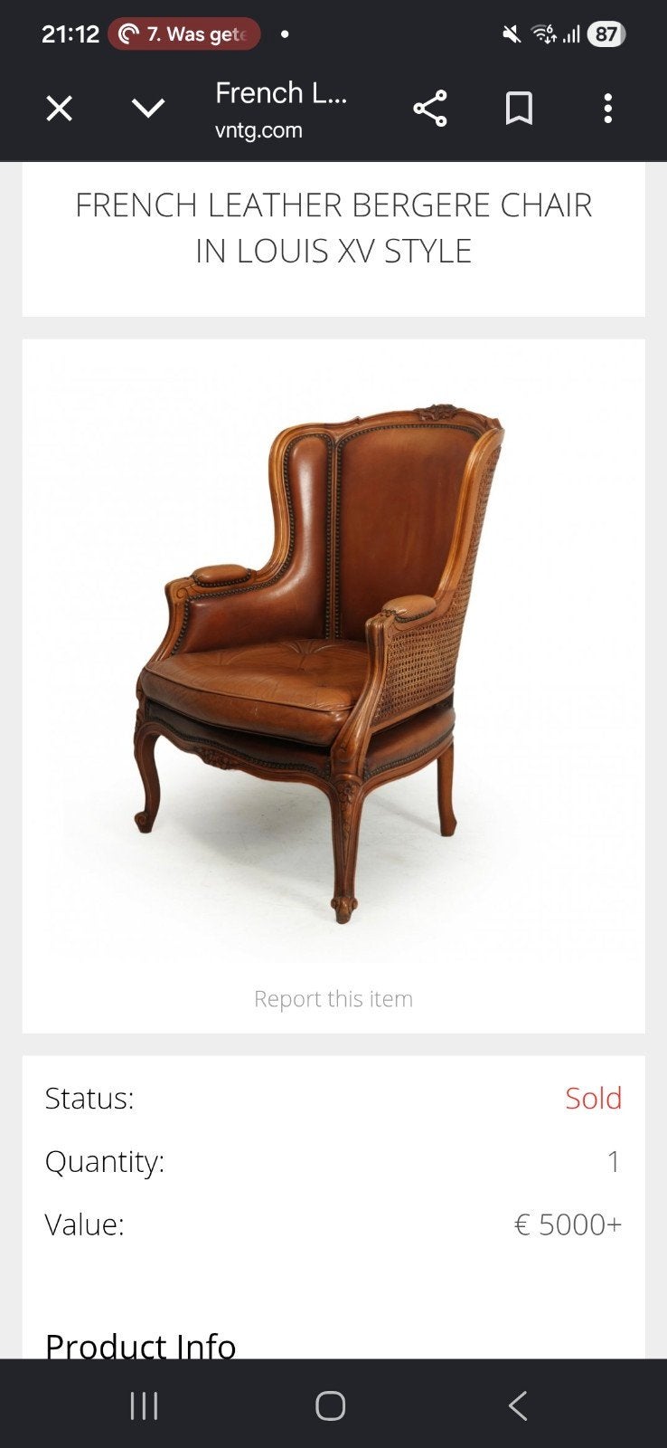 Franse Louis XV-stijl Bergère stoel met leer en vlechtwerk, Ophalen