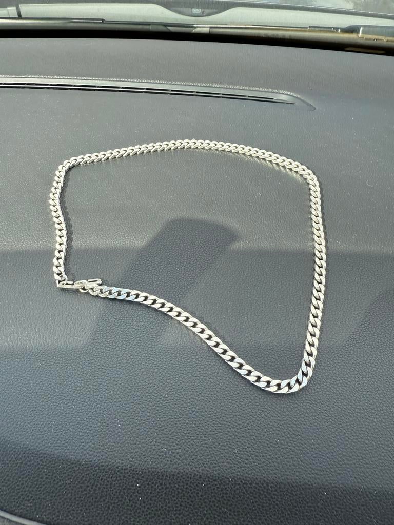 Zilveren schakelketting, Sieraden, Tassen en Uiterlijk, Kettingen, Ophalen of Verzenden, Gebruikt, Zilver