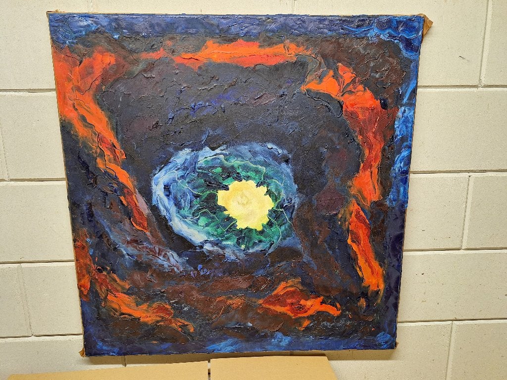 Abstract Schilderij: Vuur en Water, Antiek en Kunst, Ophalen of Verzenden