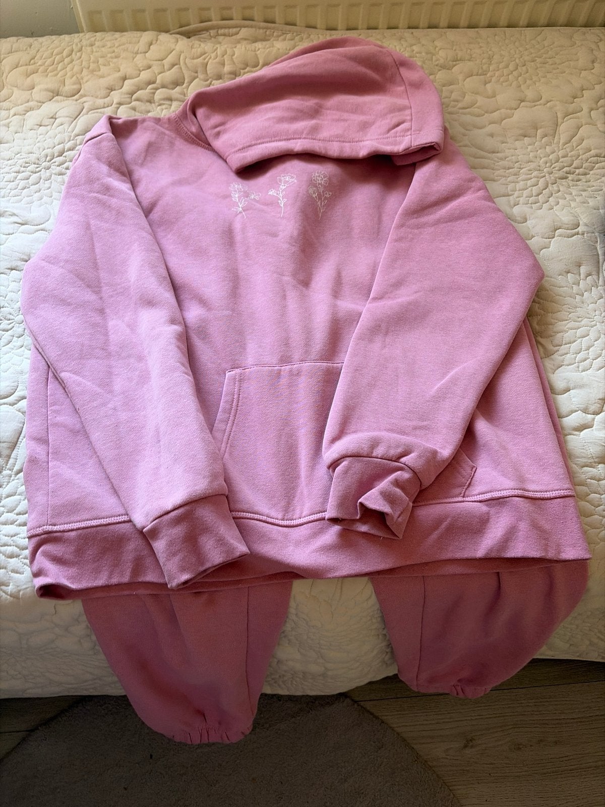 Roze hoodie en joggingbroek set - Maat L, Ophalen of Verzenden, Zo goed als nieuw, Maat 42/44 (L), Roze