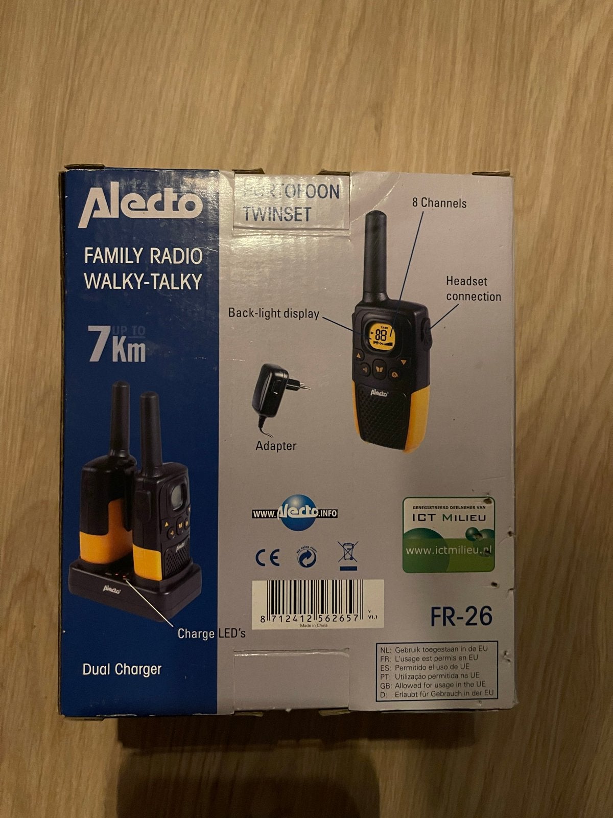 Alecto FR-26 Family Radio Walky-Talky Twinset - Tot 7 km, Ophalen of Verzenden, Nieuw, 5 tot 15 km, Portofoon of Walkie-talkie