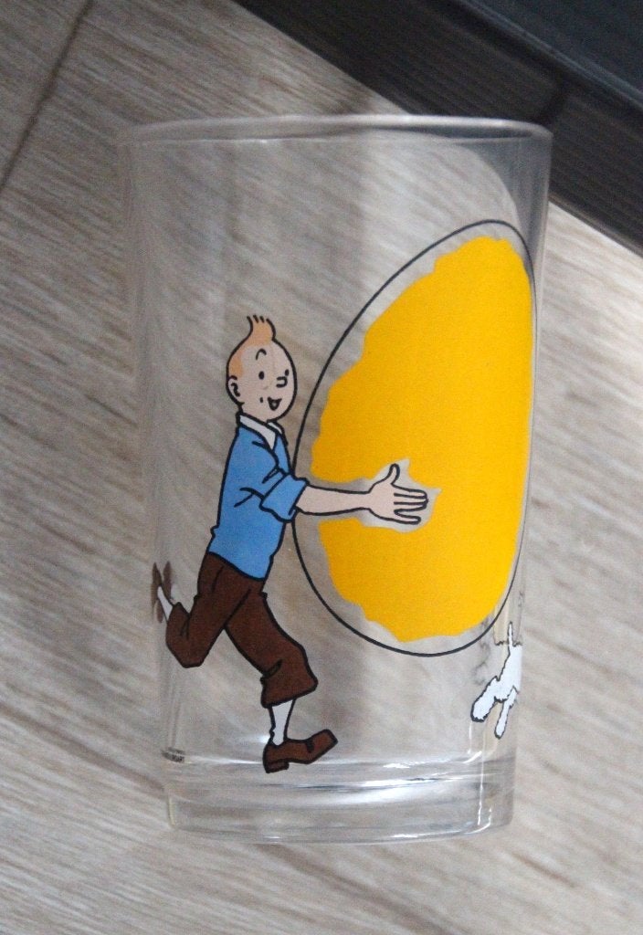 Zeer zeldzaam: Tintin Amora Lombard Hergé Kuifje Bobbie glas, Verzamelen, Verzenden, Kuifje, Zo goed als nieuw, Beeldje of Figuurtje