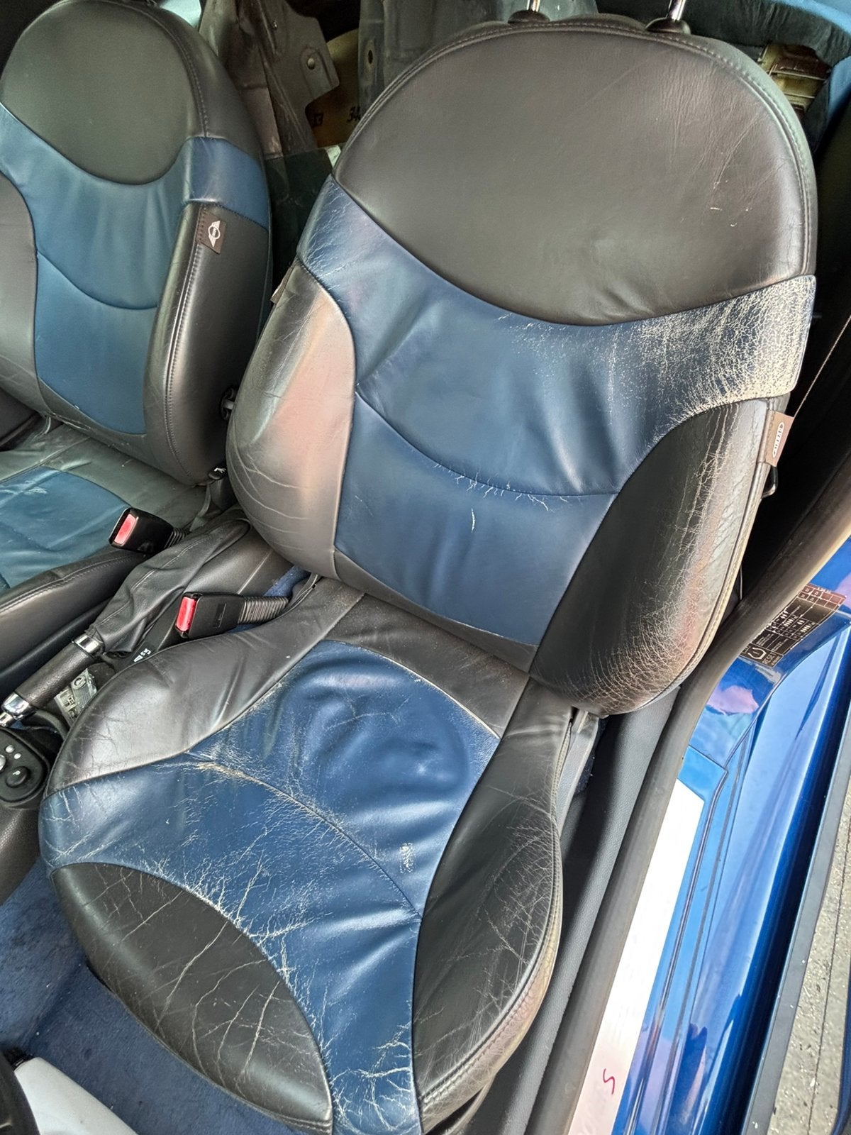 R50 R53 blauw/zwart leer verwarmd, Auto diversen, Autohoezen, Ophalen of Verzenden, Gebruikt