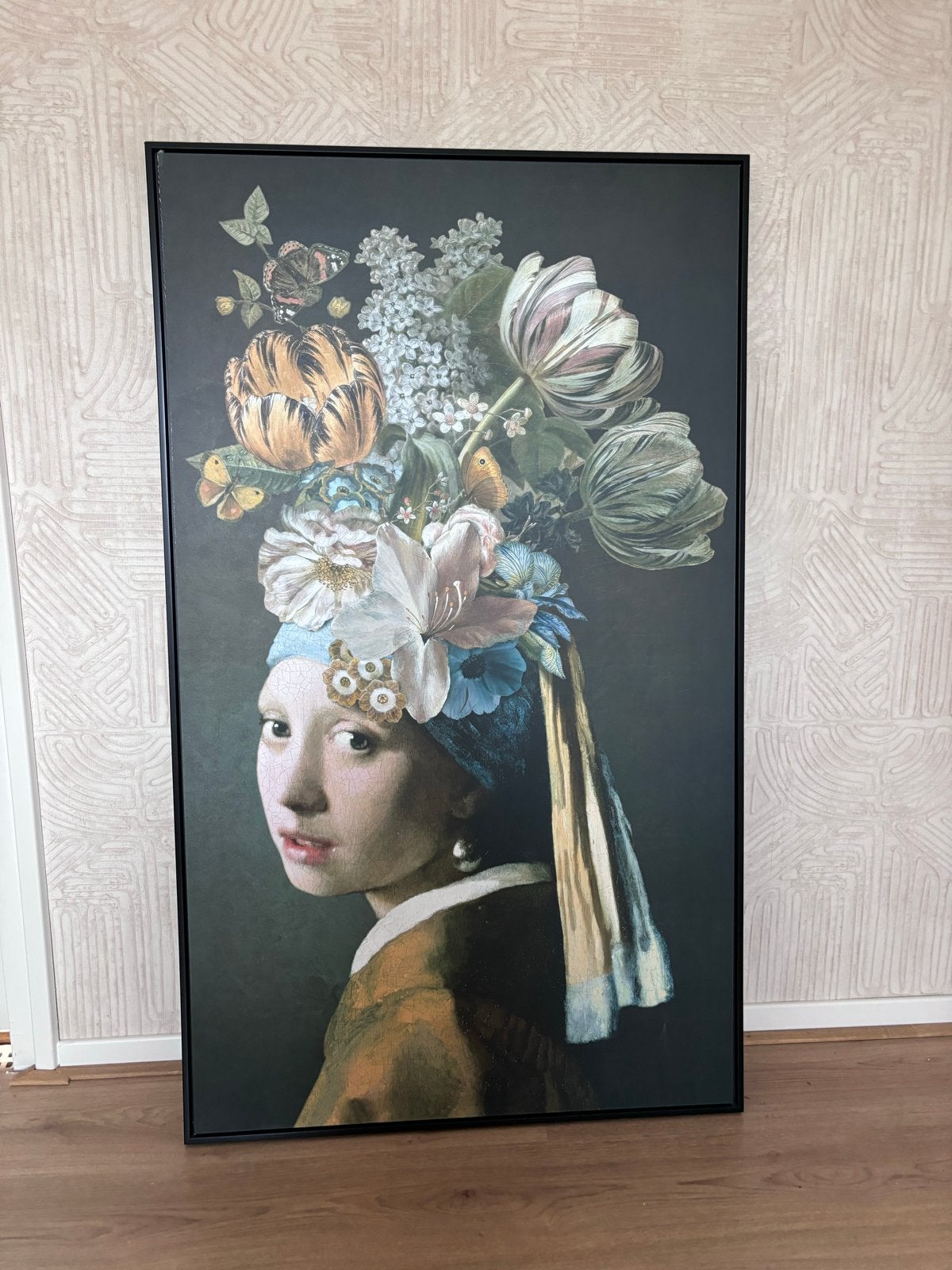 Modern schilderij Meisje met de Parel - 118x70cm, Antiek en Kunst, Ophalen, Doek, Portret of Personen, Print