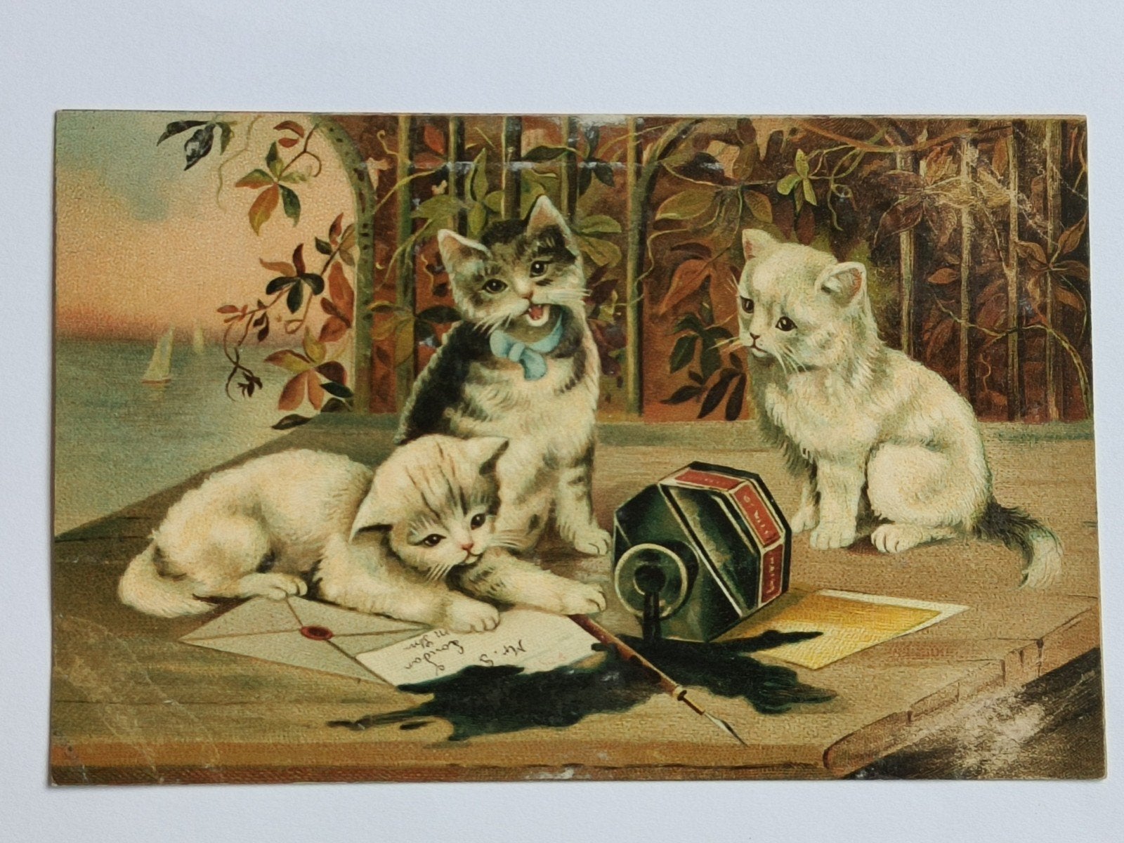 RECLAMEKAART HOFFMANN STIJFSEL FABRIEK, POES,KAT, INKT., Ophalen of Verzenden, Zo goed als nieuw, Gebruiksvoorwerp