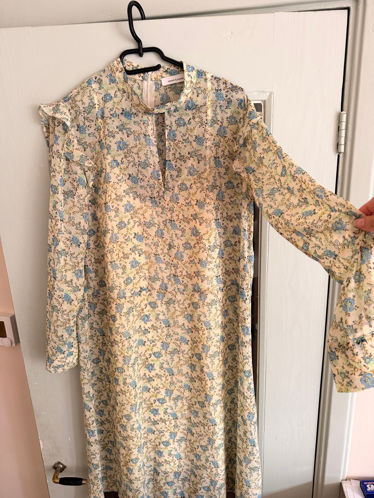Samsoe Samsoe Bohemian Midlange Jurk met Bloemenprint, Maat 38/40 (M), Meerkleurig, Ophalen of Verzenden, Zo goed als nieuw