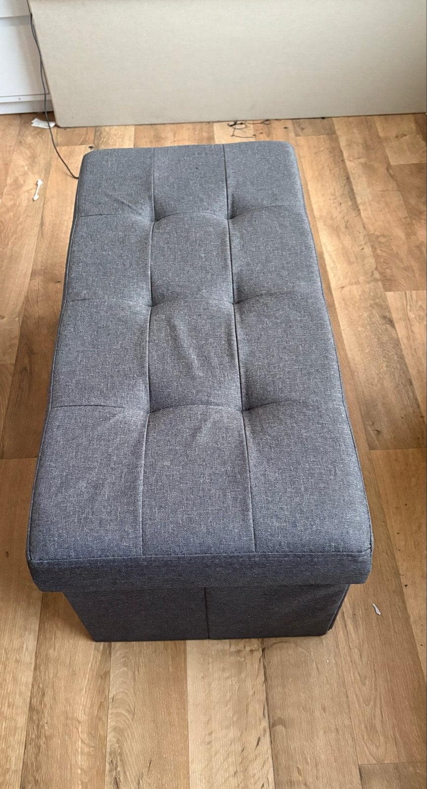 Grijze opbergbank/poef - Zo goed als nieuw, Ophalen, Minder dan 75 cm, 150 tot 200 cm, Tweepersoons