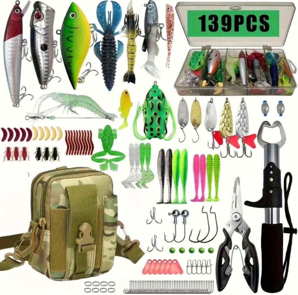 NIEUW 139 delig roofvis set incl tang, tasje, snoek, baars, Ophalen of Verzenden, Nieuw, Complete set