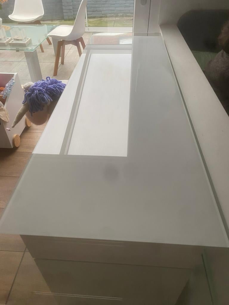 Besta kasten topper glasplaat wit 1.20 x 0.40, Ophalen of Verzenden, 25 tot 50 cm, Minder dan 100 cm