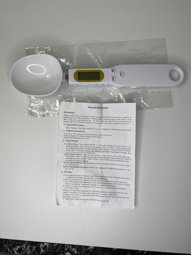 Nieuwe digitale lepel weegschaal (wit), Minder dan 10 kg, Keukenweegschaal, Nieuw, Ophalen of Verzenden