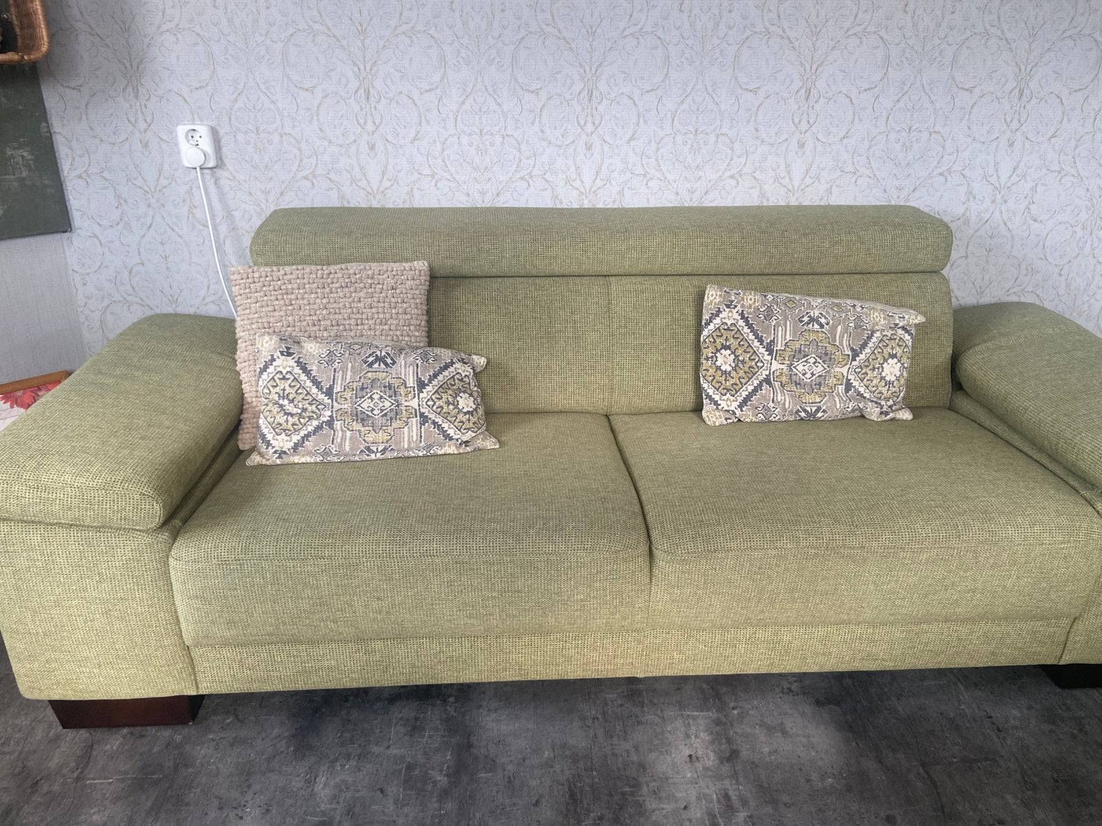 1 bank , groen stof erg mooi, Ophalen, Driepersoons, 75 tot 100 cm, Zo goed als nieuw