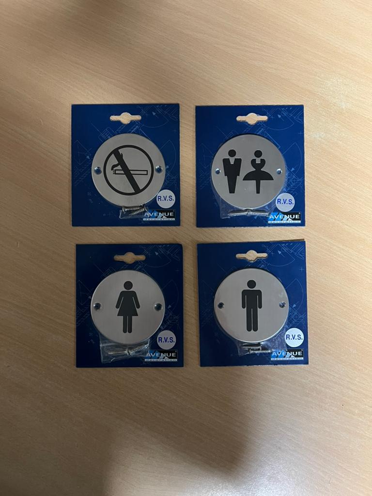Pictogram bord RVS dames wc - heren wc en ++ AXA++, Ophalen of Verzenden, Nieuw, Meerdere stickers