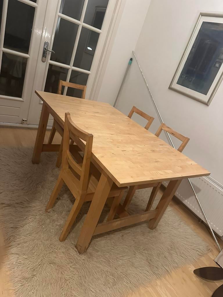 Ikea Norden uitschuifbare eettafel 7 stoelen, Huis en Inrichting, Tafels | Eettafels, Ophalen, Zo goed als nieuw