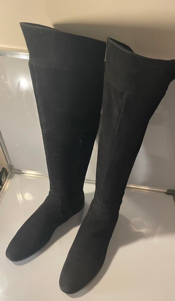 Lavarazone Artigiana Suede  Full Leather Over Knee Boots 41, Kleding | Dames, Schoenen, Hoge laarzen, Zwart, Ophalen of Verzenden
