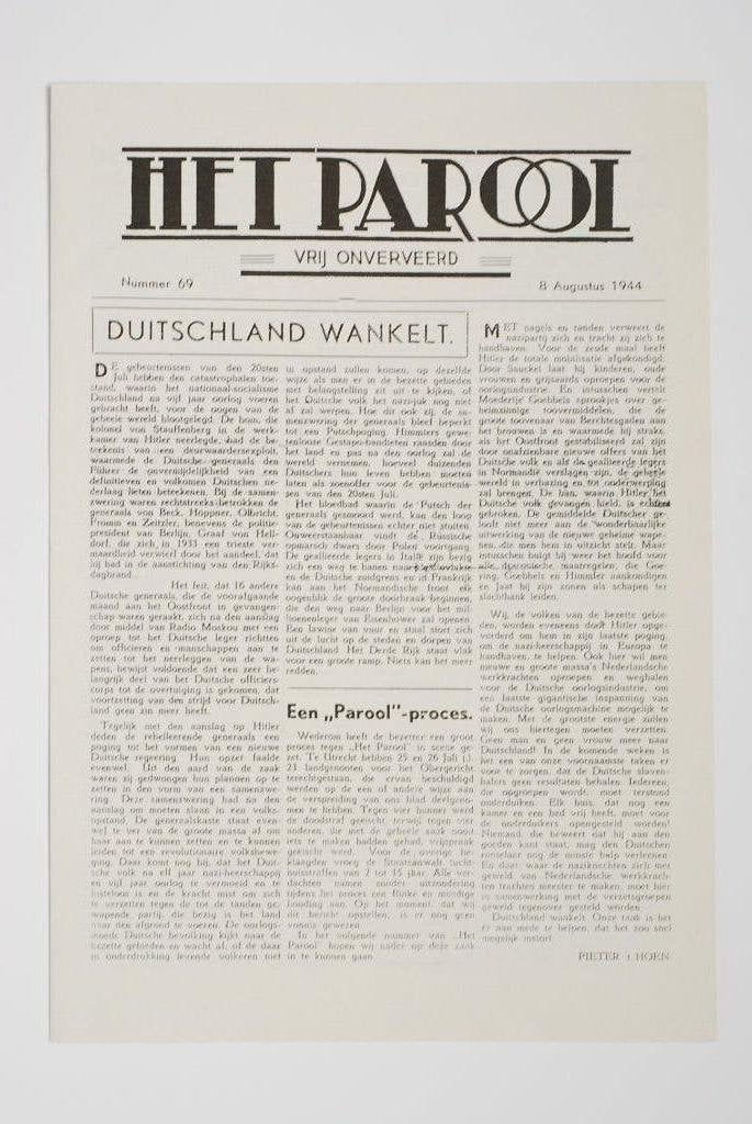Het Parool Mislukte aanslag Adolf Hitler herdruk verzetsblad, Verzamelen, Zo goed als nieuw, Verzenden, Amsterdam, Florence Uitgeverij
