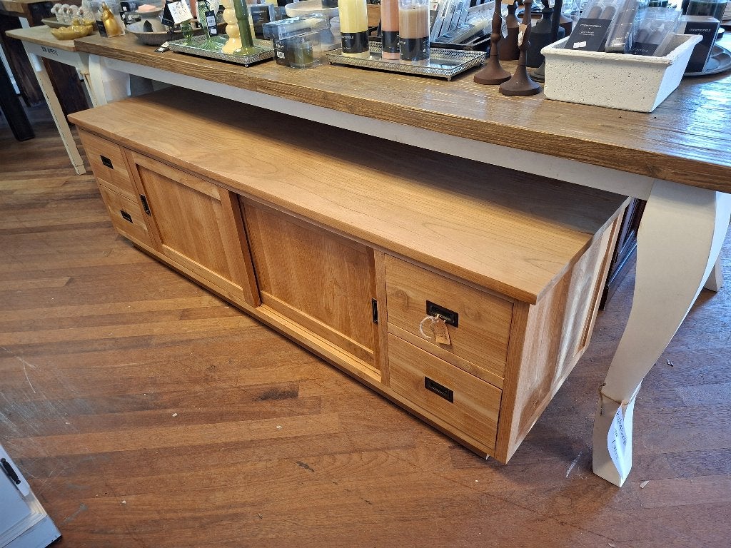 Teakhouten tv-meubel 184 cm, Huis en Inrichting, Kasten | Televisiemeubels, Zo goed als nieuw, Minder dan 100 cm, 150 tot 200 cm