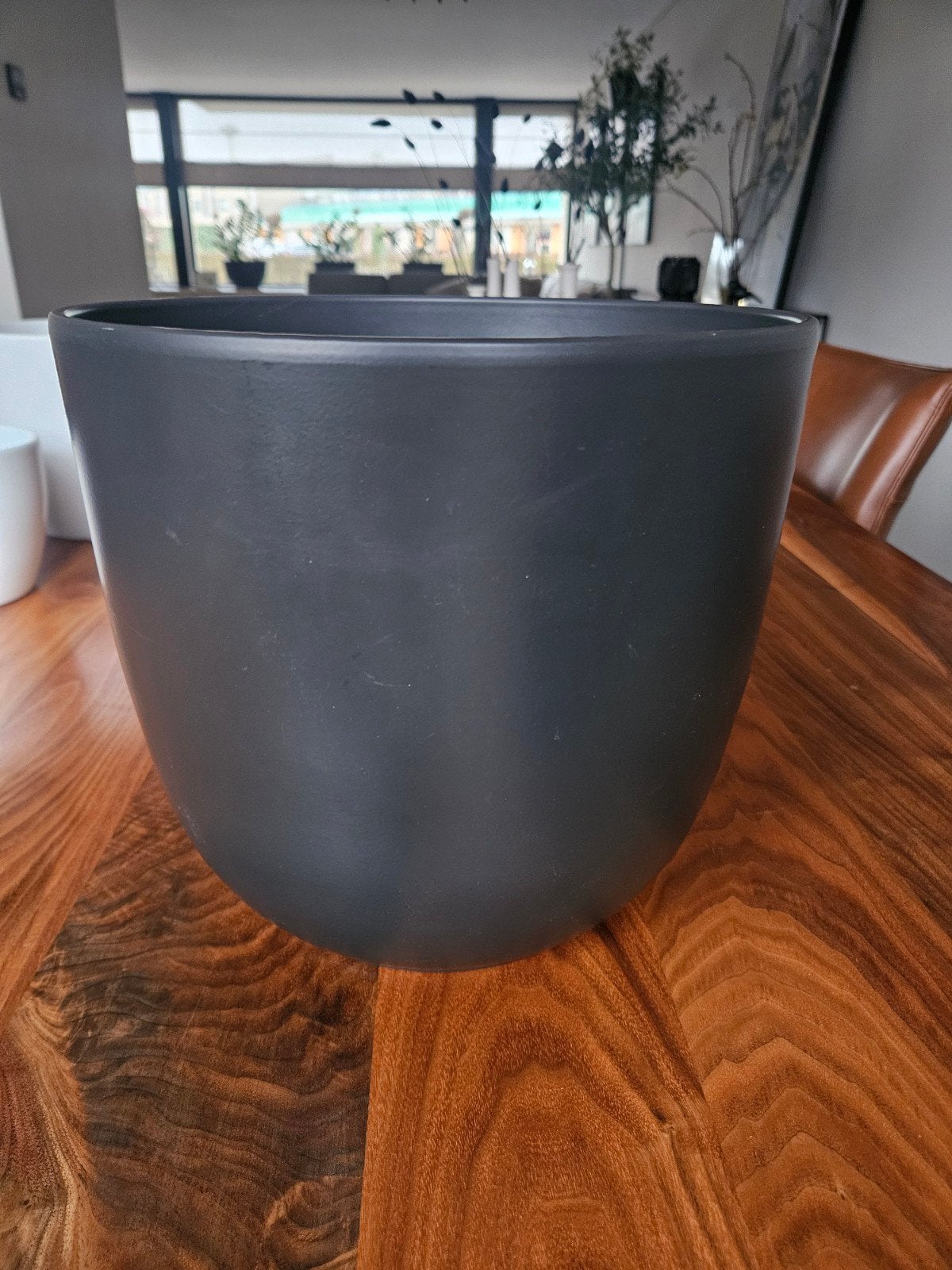 8 planten potten zwart en wit., Ophalen, Gebruikt, Minder dan 30 cm, Rond