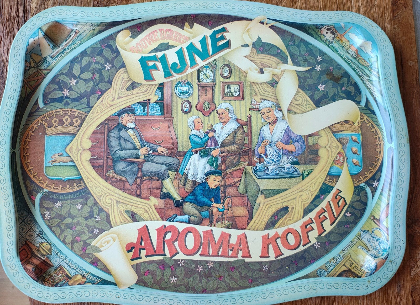 Vintage Douwe Egberts Koffie Blad - Fijn Aroma, Huis en Inrichting, Woonaccessoires | Dienbladen, Ophalen of Verzenden, Gebruikt