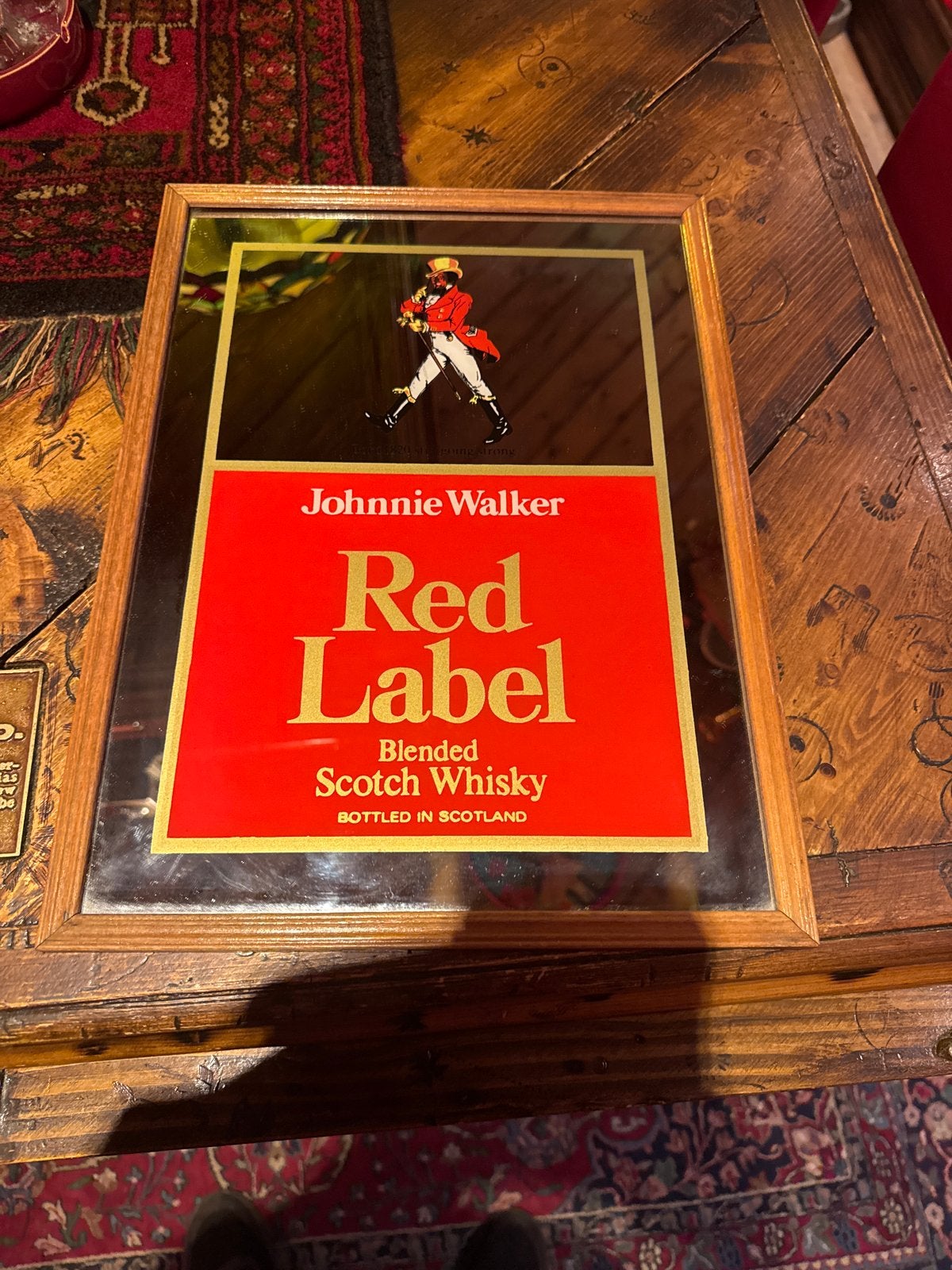 Johnnie Walker Red Label Spiegel - Vintage Reclame, Ophalen, Gebruikt, Reclamebord