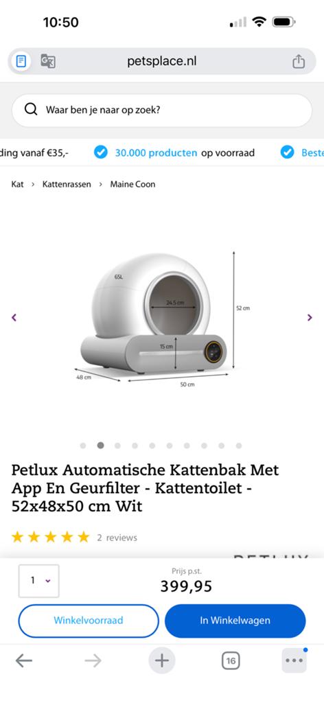 PETLUX AUTOMATISCHE KATTENBAK (met gordijntje), Ophalen of Verzenden