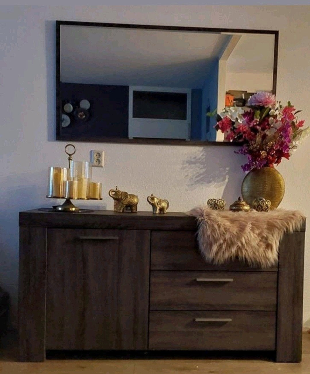 Dressoir met spiegel, Ophalen, 100 tot 150 cm, Zo goed als nieuw, Modern