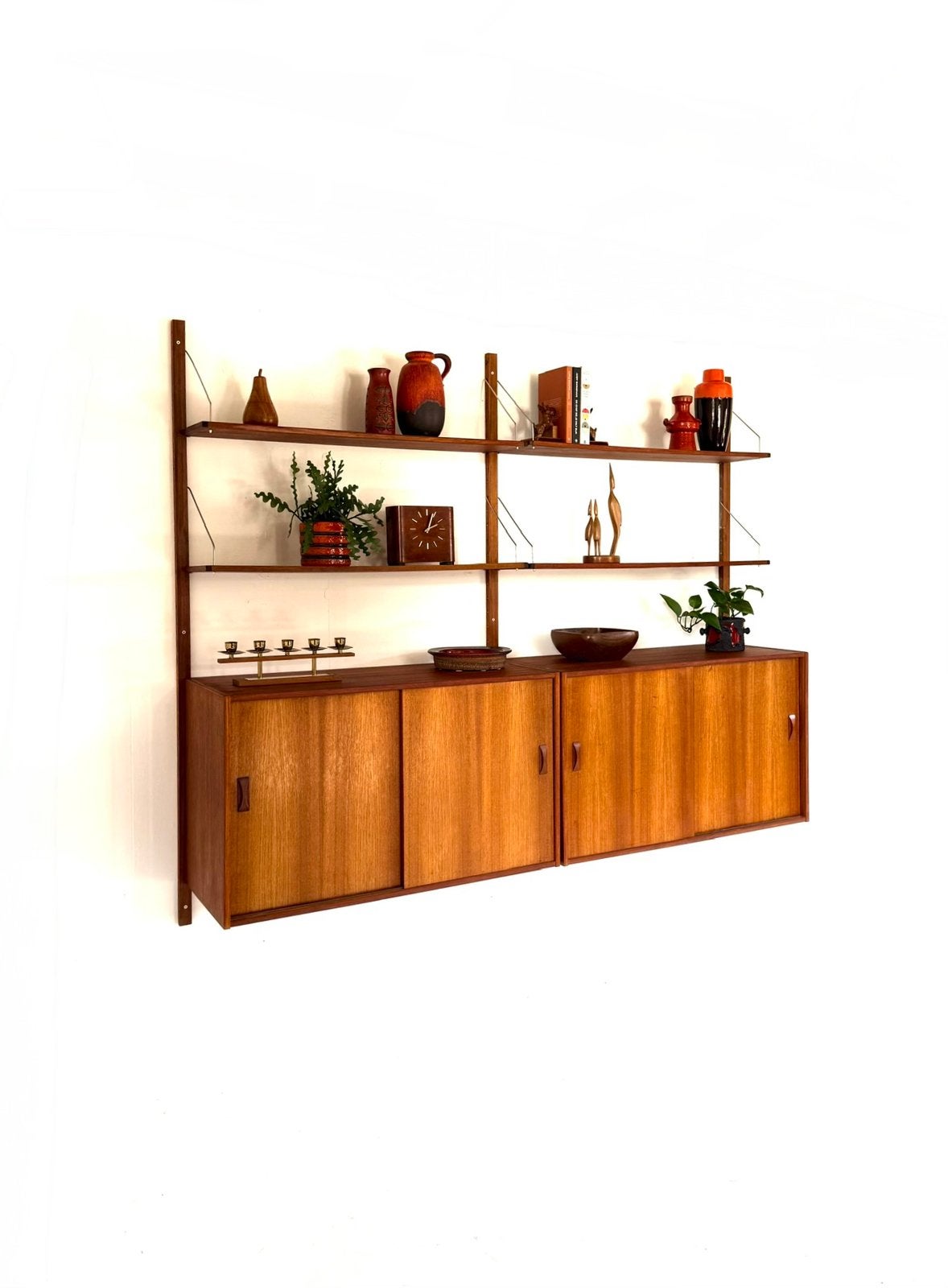 Vintage teakhouten modulair wandsysteem, Denemarken ‘60, Met deur(en), Teakhout, Ophalen of Verzenden, Zo goed als nieuw