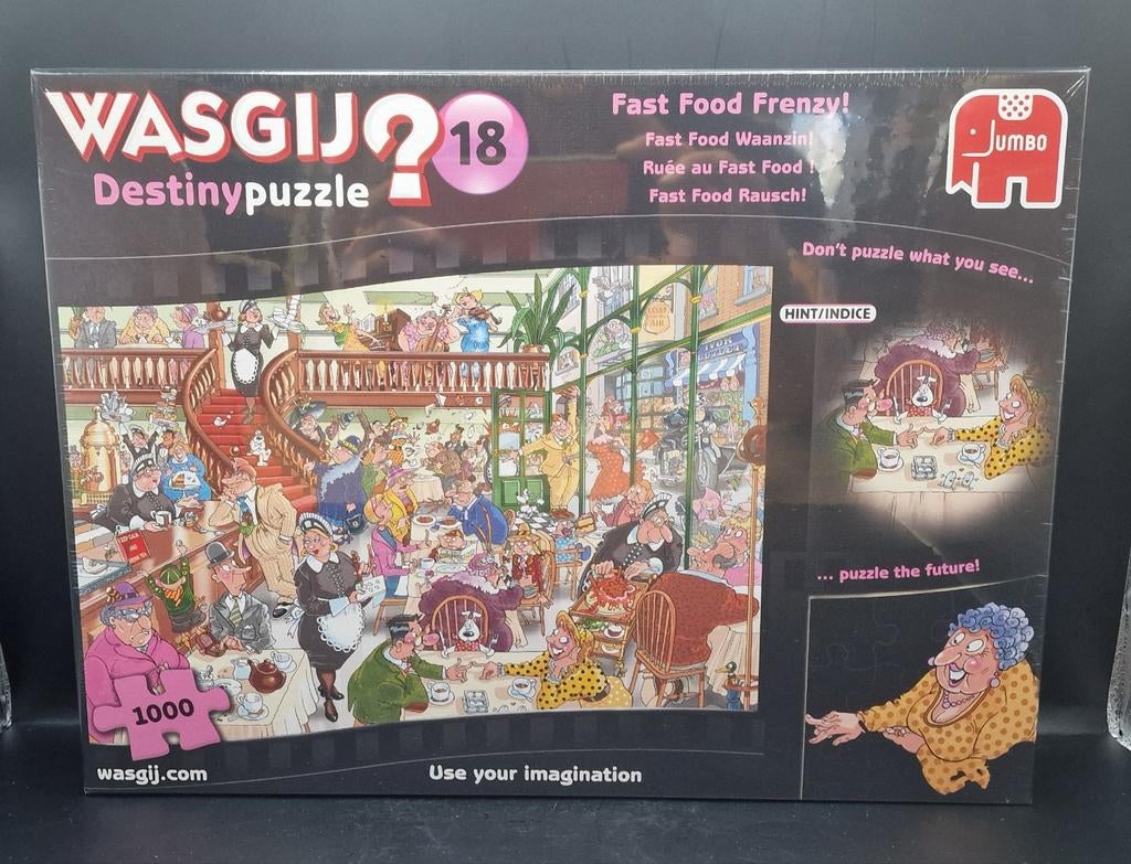 Wasgij Destiny 18: Fast Food Frenzy! - Nieuw in folie, Hobby en Vrije tijd, Denksport en Puzzels, Ophalen of Verzenden, 500 t/m 1500 stukjes