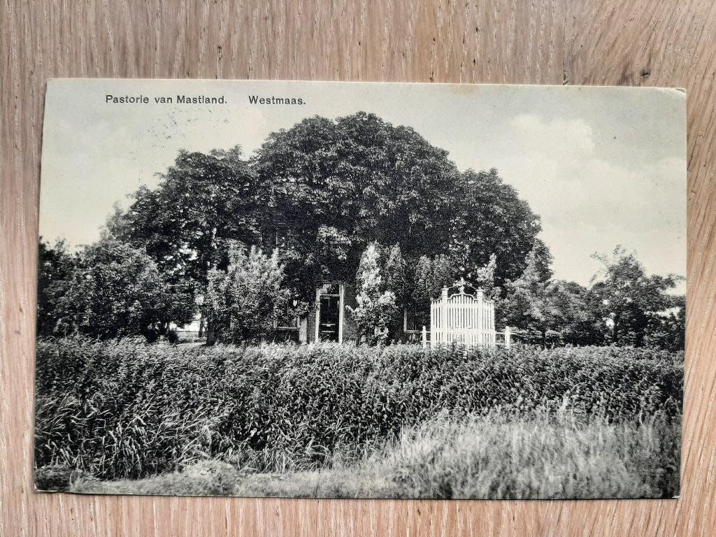 oude kaart Westmaas, Pastorie van Mastland, 1948, Ophalen of Verzenden, 1940 tot 1960, Gelopen, Zuid-Holland