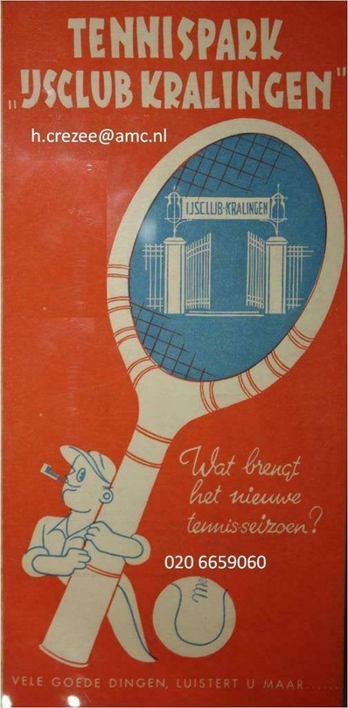 zoek oud folder tennispark ijsclub kralingen Rotterdam 1930, Ophalen of Verzenden, Gelezen, Folder