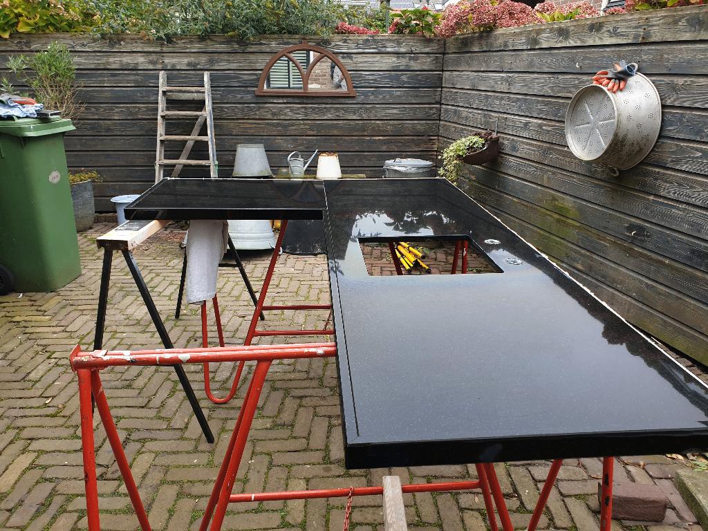 Keukenblad Natuursteen, Ophalen, Zwart, Zo goed als nieuw, Minder dan 100 cm