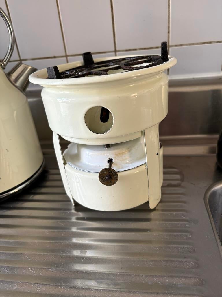 Vintage Petroleumstel Beige - Glaasje Ontbreekt, Antiek en Kunst, Antiek | Keukenbenodigdheden, Ophalen of Verzenden