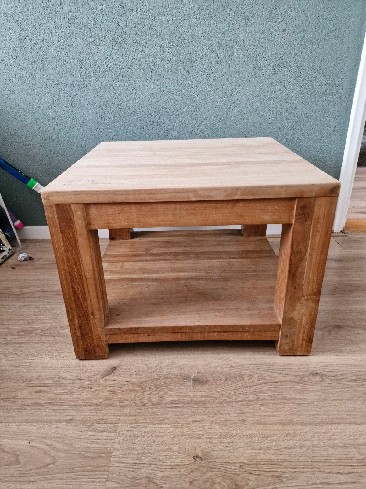 Teakhouten salontafel 60x60 cm, Huis en Inrichting, Ophalen, Gebruikt, Vierkant