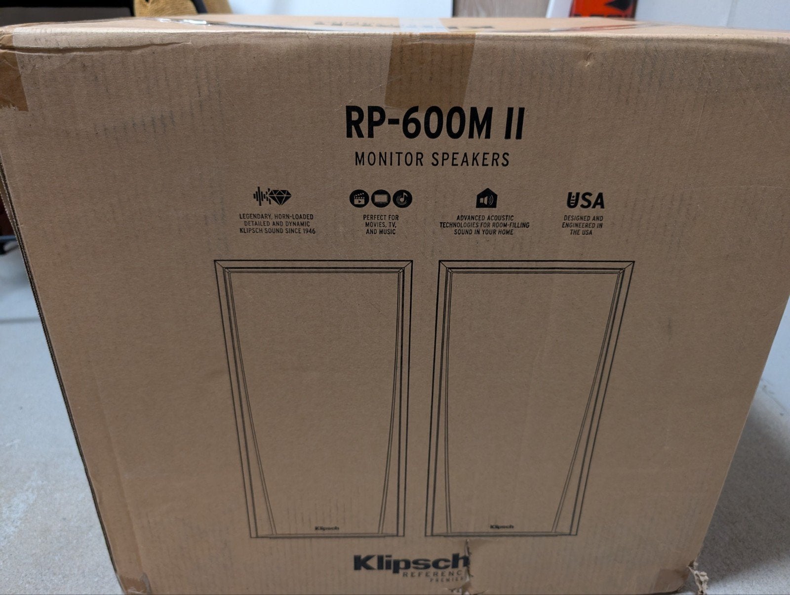 Klipsch RP-600M II Speakers, Zo goed als nieuw, 60 tot 120 watt, Boekenplank luidspreker, Ophalen