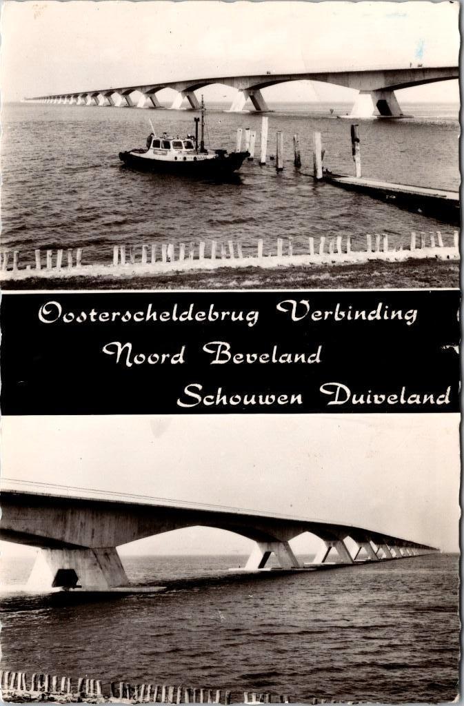 Oosterschelde brug - 2 ansichtkaarten (1967), Verzenden, 1960 tot 1980, Gelopen, Zeeland