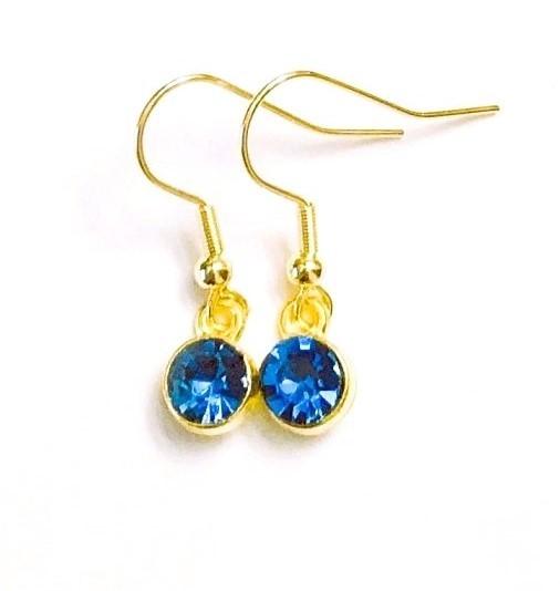 Oorbellen goud 14k gold plated hanger kristal blauw -topaas, Met kristal, Overige materialen, Hangers, Nieuw