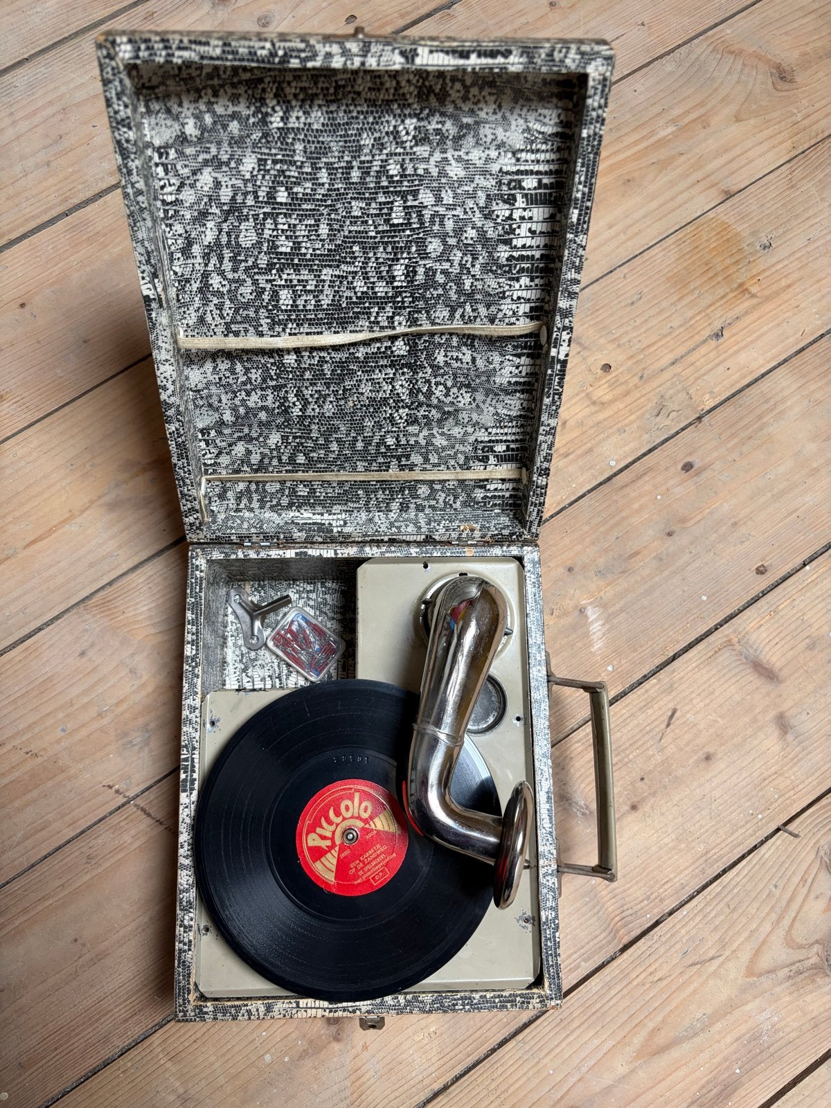 Antieke draagbare platenspeler - Vintage Piccolo, Ophalen of Verzenden, Gebruikt, Platenspeler, Overige merken