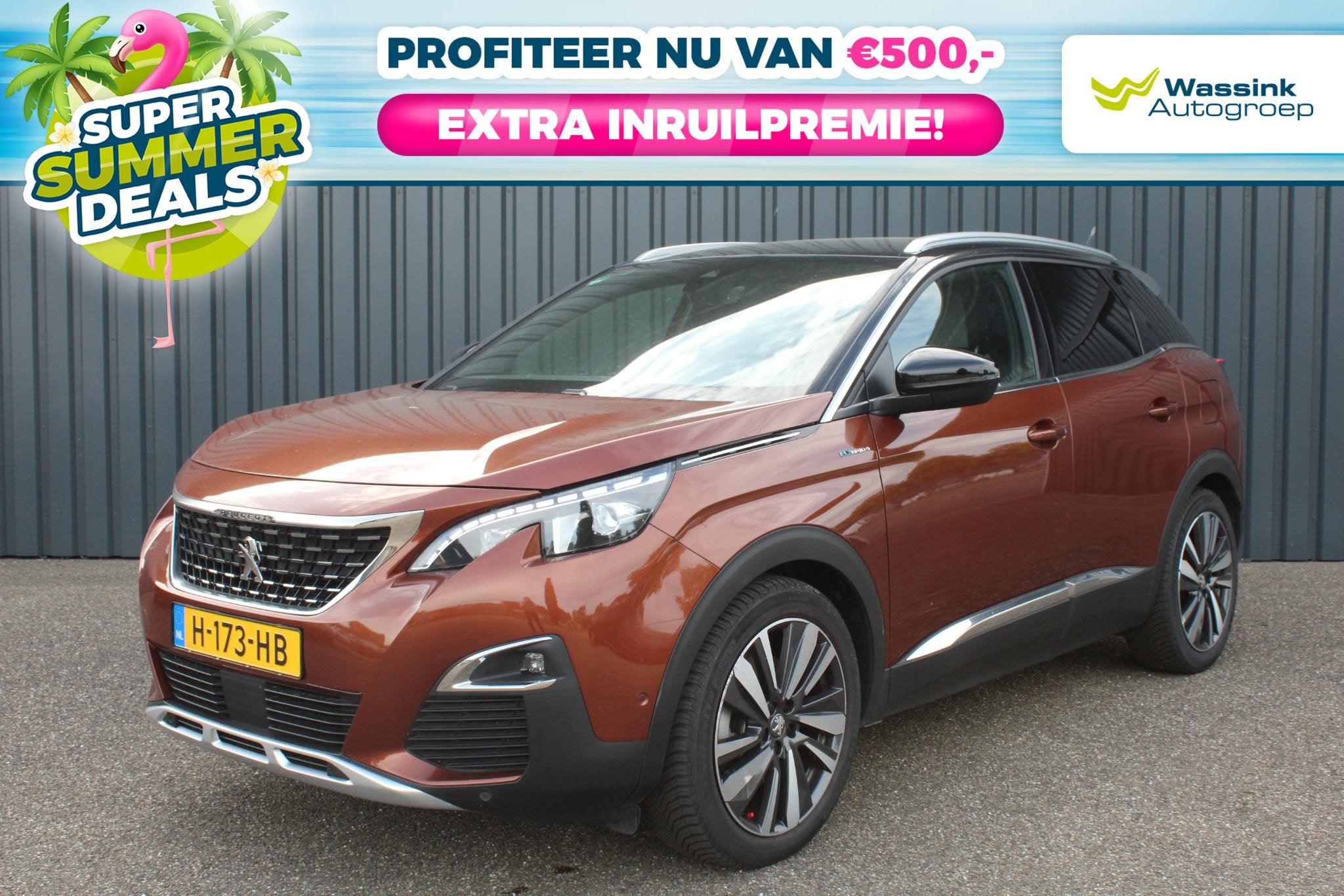 Peugeot 3008 HYbrid4 300pk e-EAT Première I SUPER SUMMER DE, Auto's, Peugeot, Automaat, Parkeersensor, 4 cilinders, Bruin