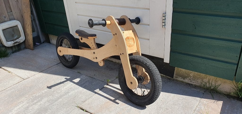 Try bike hout loopfiets, Kinderen en Baby's, Speelgoed | Buiten | Voertuigen en Loopfietsen, Ophalen, Zo goed als nieuw, Loopfiets