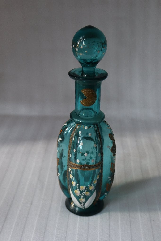 Antiek Frankrijk Art Nouveau glas emaille parfumflesje 1880, Antiek en Kunst, Ophalen of Verzenden