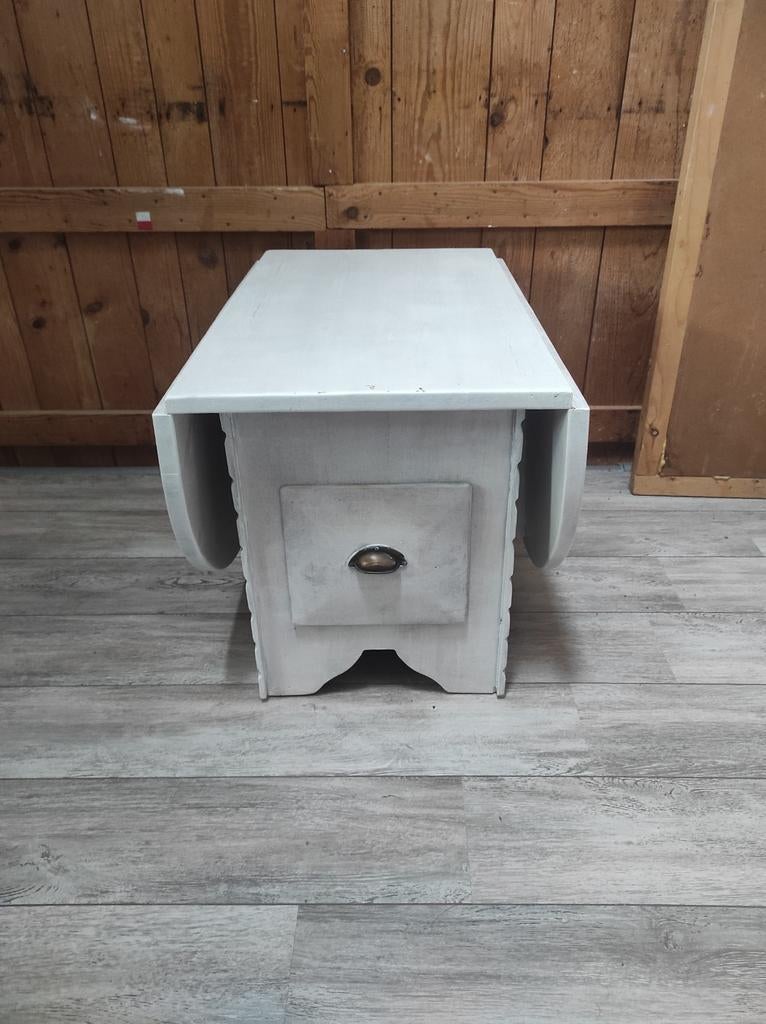 Klaptafeltje salontafel met laatje, Ophalen, Gebruikt, 100 tot 150 cm, 50 tot 100 cm