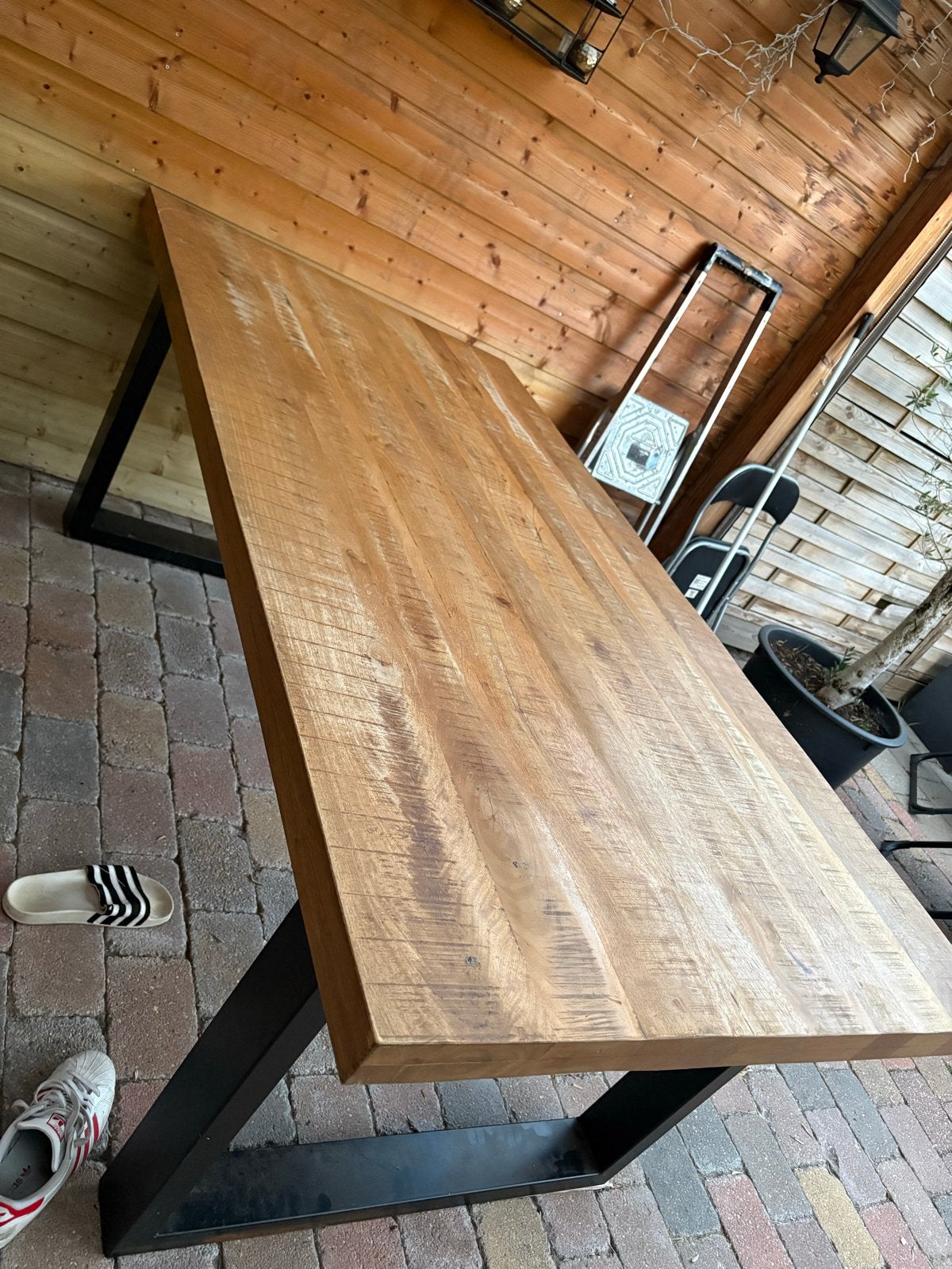 Eethoek mangohout 200x100, Ophalen, Gebruikt, 50 tot 100 cm, Vijf personen of meer