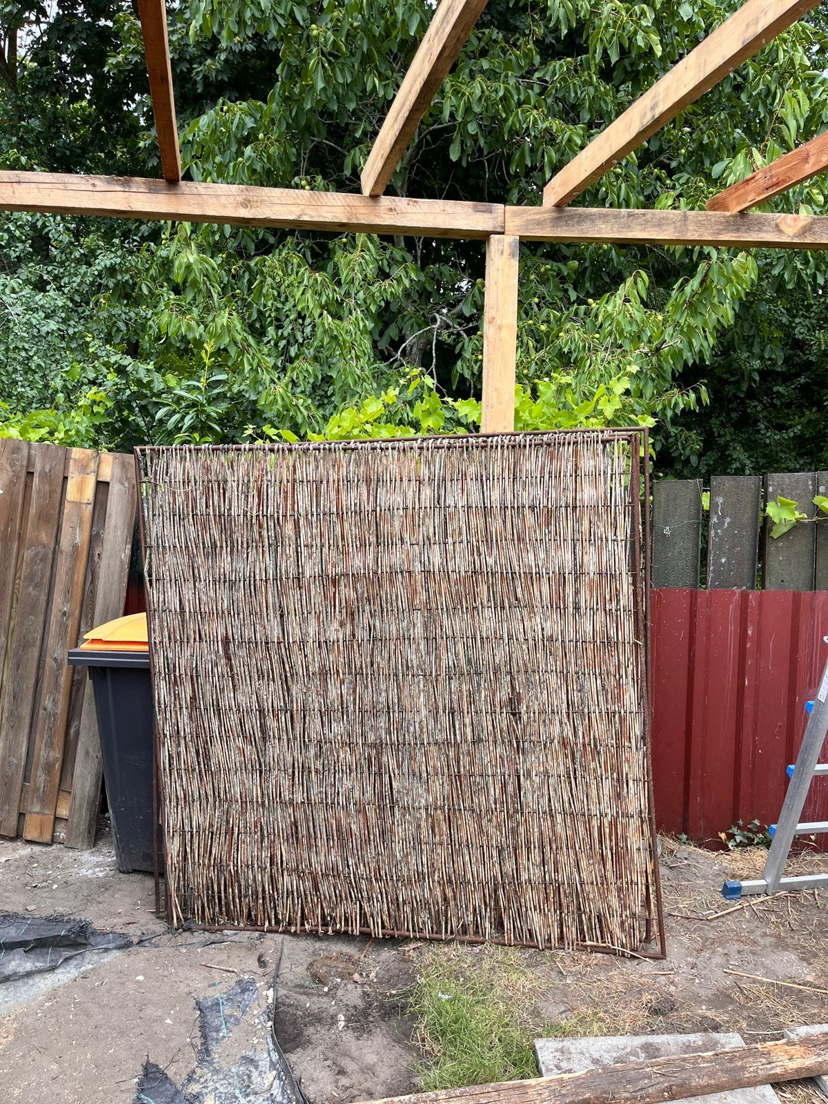4x metalen rieten schutting delen, Tuin en Terras, Ophalen, Gebruikt, 200 cm of meer, 150 tot 200 cm